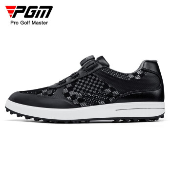 PGM 高尔夫球鞋男 新款 透气网布鞋面 旋转鞋带 橡胶防滑鞋钉 黑白色 42