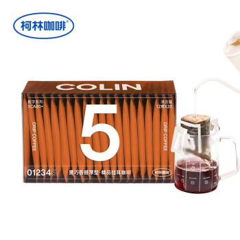 柯林咖啡 数字精品挂耳咖啡 手冲滤泡式黑咖啡粉 5号法式特醇12g*20袋