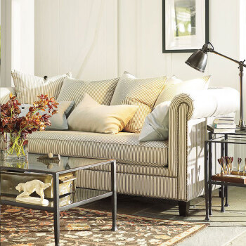 艾米尼奥沙发 布艺沙发小户型美式乡村沙发三人组合 客厅家具  灰白条纹 单人
