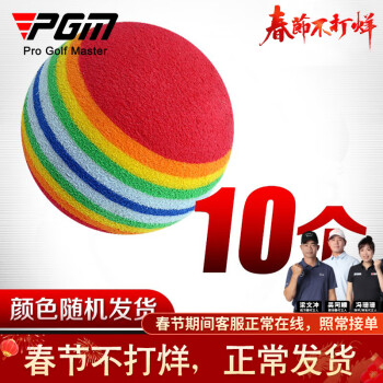 PGM 高爾夫球 高爾夫室內練習用 彩虹球 EVA軟球 海綿球 10個裝 (顏色隨機發貨)