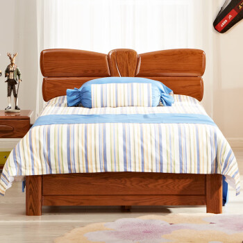 光明家具现代中式全实木床1.2米红橡木床卧室青少年单人床 实木床 支结构