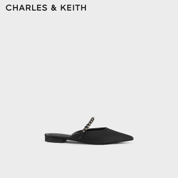 CHARLES&KEITH宝石链条尖头穆勒鞋女CK1-70900437 Black黑色 39
