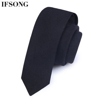 IFSONG男士休闲窄领带 英伦潮韩版学生5cm羊毛小领带 灰色正装商务 领带男 纯黑色ZZH078D