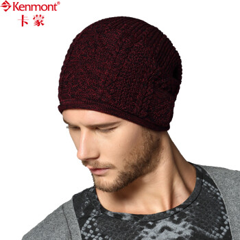 卡蒙（kenmont)头巾帽男士帽子秋冬针织帽韩版包头帽潮套头堆堆帽1595 深紫色 58cm