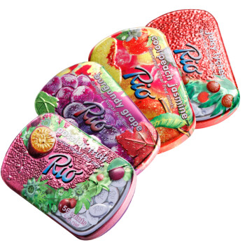 Rio无糖薄荷糖 果味清新口气口香糖含片套装56g(14g*4盒）
