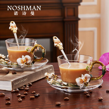 诺诗曼高颜值咖啡杯玻璃杯女士茶杯母亲节礼物实用送妈妈生日送老婆闺蜜