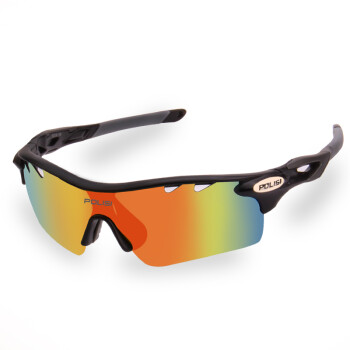 POLISI专业偏光骑行眼镜男女款户外运动自行车眼镜防风沙护目镜骑行装备 磨砂黑（5组镜片+偏光）