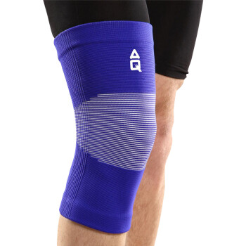 AQ 运动护具 经典型针织护膝 轻薄多色 护具篮球跑步护腿套1155 蓝色-单只装 S膝围30.5-35.6