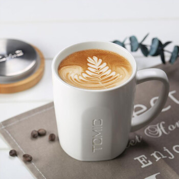 特美刻（TOMIC）创意马克杯大容量牛奶杯带盖陶瓷杯子情侣水杯咖啡杯 白色400ML