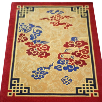 海马地毯 中式祥云 新西兰羊毛手工地毯 客厅茶几沙发卧室书房HM-1044 定制预售1.6Mx2.3M
