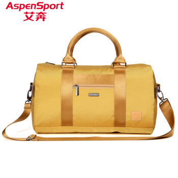 艾奔（ASPENSPORT）新款旅行包纯色单肩行李包男女健身运动包短途手提包 金黄色