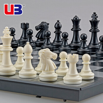 友邦（UB） 国际象棋黑白磁性折叠便携成人儿童学生教学用棋4812B-C(大号)