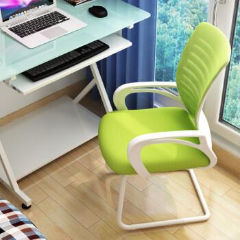 凡积 电脑椅子家用 办公椅老板椅 时尚转椅特价弓形椅职员椅座椅子电竞椅主播椅子游戏椅 工字型白+绿