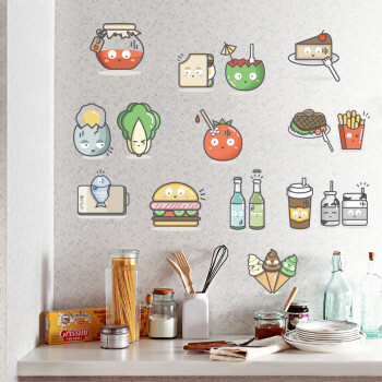 其乐可爱食物卧室墙壁装饰墙贴纸搞怪卡通厨房冰箱贴画环保自粘随心贴 中号