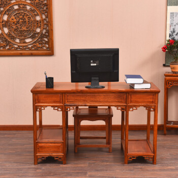 根华夏 实木电脑桌老榆木办公桌书桌椅组合现代家用书房桌仿古中式家具书画桌GD-053 单桌一张