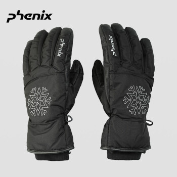 phenix 女冬保暖加厚防风防水防寒滑雪棉手套PS888GL65 黑色 M