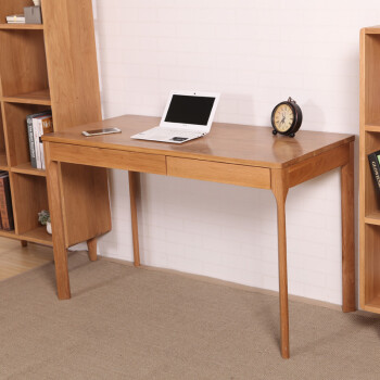 爱绿居 日式书桌电脑桌学生写字桌 1米1.2米学习桌 白橡木家具 原木色 1米书桌