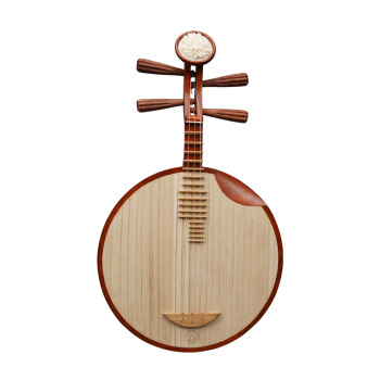 星海 月琴樂器特氏古夷蘇木材質原木色竹品花開富貴頭飾月琴8273