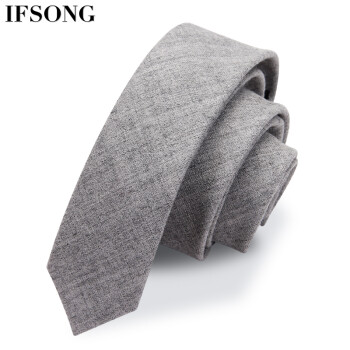 IFSONG男士休闲窄领带 英伦潮韩版学生5cm羊毛小领带 灰色正装商务 领带男 浅灰色ZZH078B