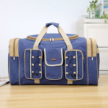 圣腾2022新款旅游包折叠搬家袋加厚特大男士大容量手提旅行包牛津布单肩防水行李包旅行袋托运包出差包 主体蓝色-三口袋 超大