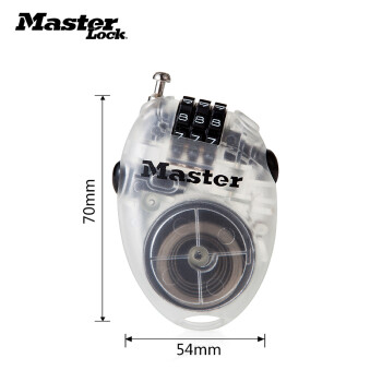 玛斯特（Master Lock）彩色编织钢缆绳锁可调节密码锁行李箱包多用挂锁小巧玲珑 4603透明色
