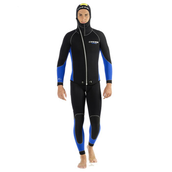 CRESSI意大利CRESSI MEDAS潜水服 自由深潜潜水衣 分体两件式 男女式5MM 黑蓝色—男士 S