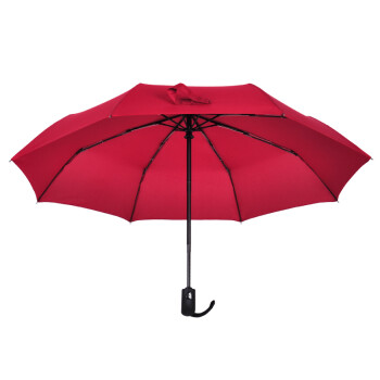 PEJAFAN 全自动雨伞男士商务伞创意雨伞女士三折折叠伞超大抗风雨伞 纯色男加大号双人黑伞 小三折单人-酒红色