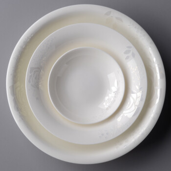 陶园梦 碗碟套装家用碗盘组合碗筷欧式现代电光金骨瓷碗盘勺餐具套装 白玫瑰60头12人适用