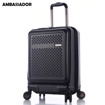 Ambassador大使拉杆箱20英寸万向轮防刮磨砂男女登机商务行李箱 磨砂黑 20英寸登机箱