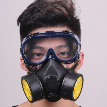 成楷科技 防毒面具口罩 活性炭防毒面罩 防护 喷漆 气体 防甲醛 黑色面罩+普通款护目镜