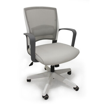 好环境（hhj）办公椅子 灰白色家用电脑椅 网布大班椅 职员椅 弓形脚会议椅 职员椅 铝合金五星脚