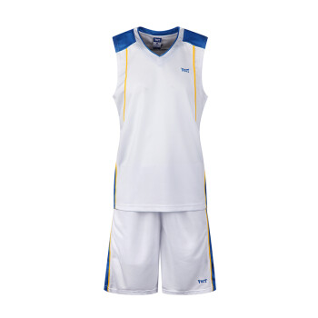 沃特套装 篮球服  篮球套装男夏运动服球衣比赛队服训练服 白色/彩蓝 M