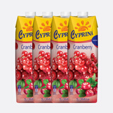 地中海塞浦路斯进口 塞浦丽娜(Cyprina)蔓越莓果汁饮料 1L*4瓶 果汁饮料 整箱 50元